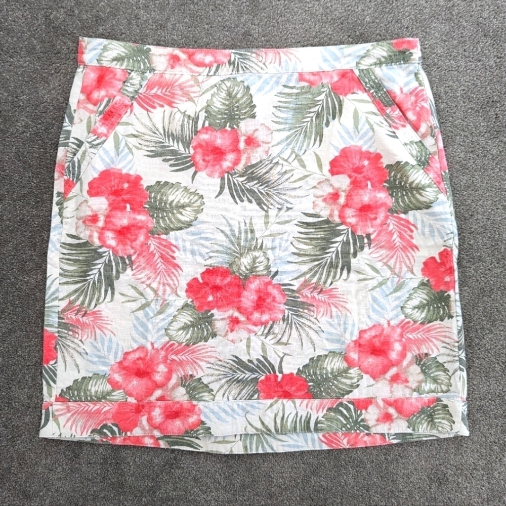DENVER Hayes linen blend floral print multi color mini skirt size Large